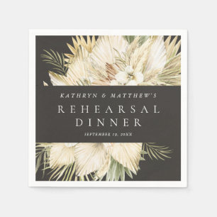 Pampas Grass Boho Floral Rehearsal Dinner Napkins