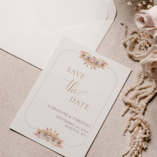 Pampas Grass Boho Floral Save the Date Card