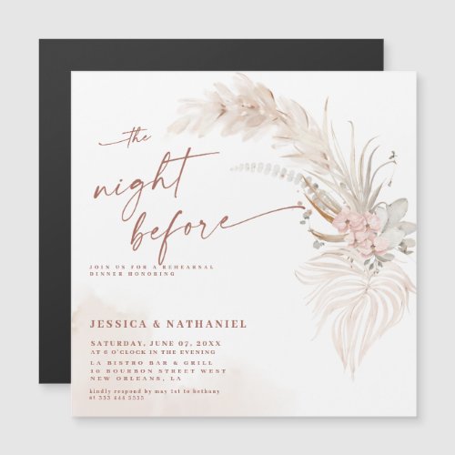 Pampas Grass Boho Floral The Night Before Magnetic Invitation