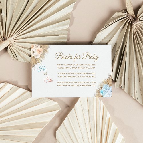Pampas Grass Boho Gender Reveal Books For Baby  Enclosure Card