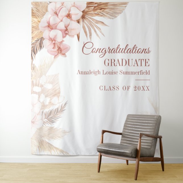 Pampas Grass Boho Graduation Booth Backdrop (In Situ)