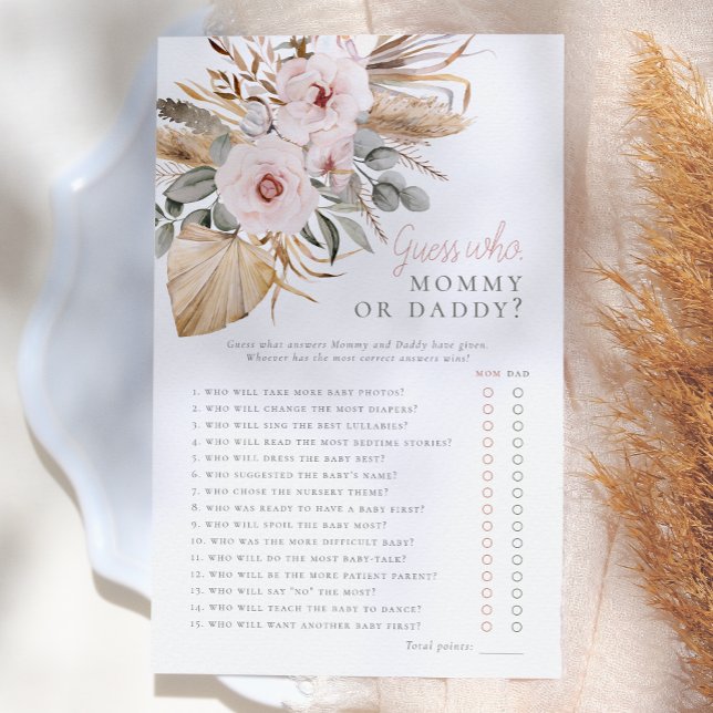 Pampas Grass Boho Guess Who Baby Shower Game (Creator Uploaded)