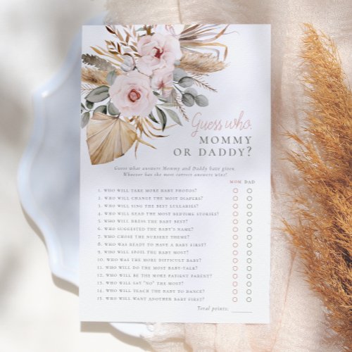 Pampas Grass Boho Guess Who Baby Shower Game