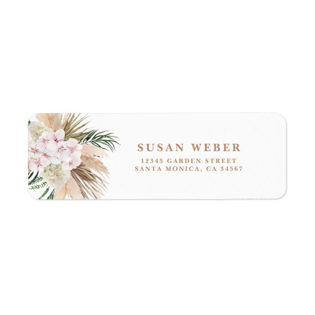 Pampas Grass boho invitation Label (Front)