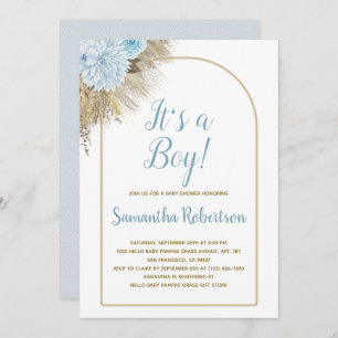 Pampas Grass Boho It's a Boy Baby Shower  Invitation