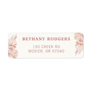 Pampas Grass Boho Modern Envelope Return Address Label