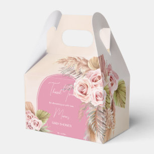 Pampas grass boho pink arch baby shower favor boxes