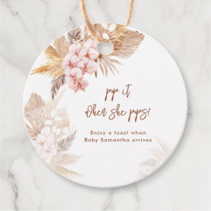 Pampas Grass Boho Pop It Girl Baby Shower Favor Tags