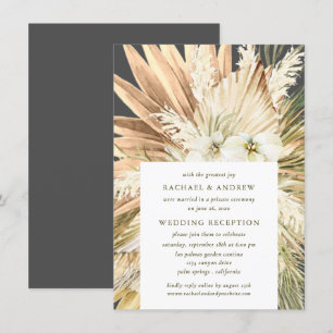 Pampas Grass Boho Post Wedding Reception Only Invitation