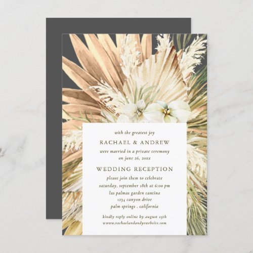 Pampas Grass Boho Post Wedding Reception Only Invitation