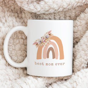 Pampas Grass Boho Rainbow Best Mom Ever Coffee Mug
