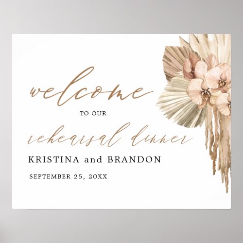 Pampas Grass Boho Rehearsal Dinner Welcome Sign