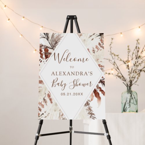 Pampas Grass Boho Terracotta Baby Shower Foam Board