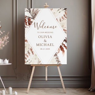 Pampas Grass Boho Terracotta Wedding Foam Board
