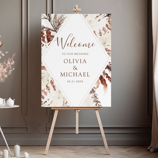 Pampas Grass Boho Terracotta Wedding Foam Board (Creator Uploaded)