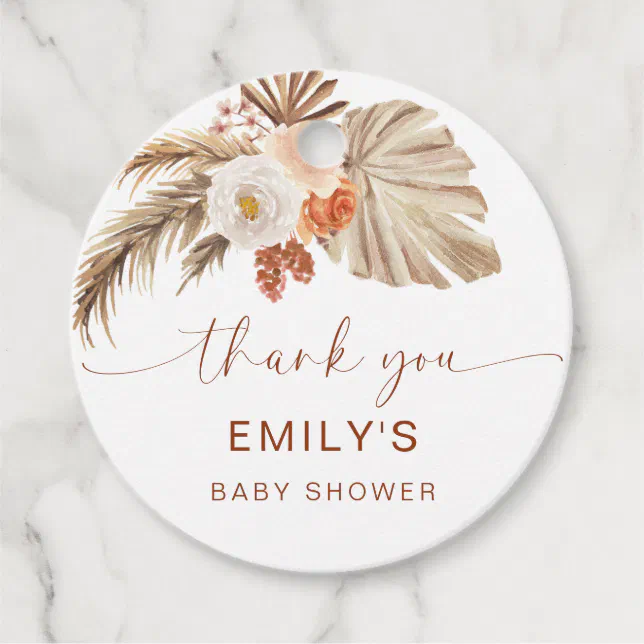 Pampas Grass Boho Thank You Desert Baby Shower Favor Tags | Zazzle