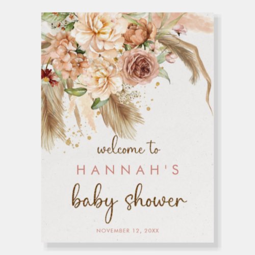 Pampas grass boho theme baby shower welcome sign