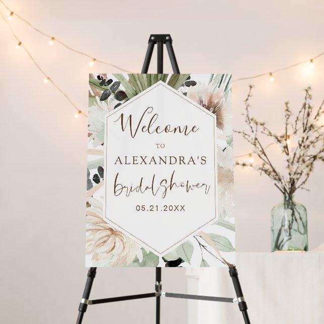 Pampas Grass Boho Tropical Bridal Shower Foam Board (In Situ (Stand))