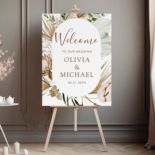 Pampas Grass Boho Tropical Wedding Foam Board