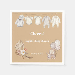 Pampas Grass Boho We Can Bearly Wait Baby Shower Napkins
