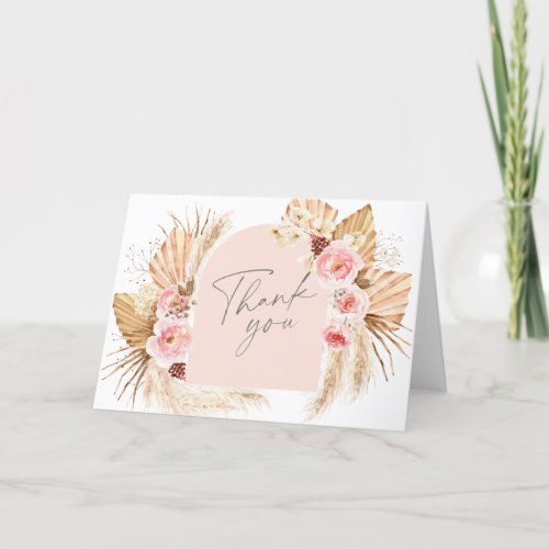 Pampas Grass Boho Wedding Floral Arch Modern Thank You Card