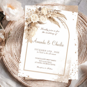 Pampas Grass Boho Wedding  Invitation