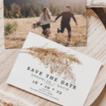 Pampas Grass Boho Wedding Save The Date Card<br><div class="desc">Pampas Grass Boho Wedding Save The Date Card Rustic but with a modern twist, pampas grass save the date card featuring a lovely watercolor grass arrangement. This design also features the couple's photo, which can be removed, on the back of the card. This design is ideal for a couple looking...</div>