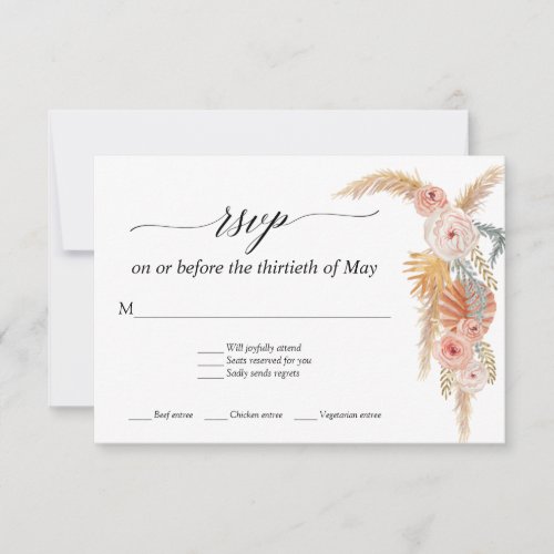 Pampas Grass Boho White Floral Tropical Palm RSVP