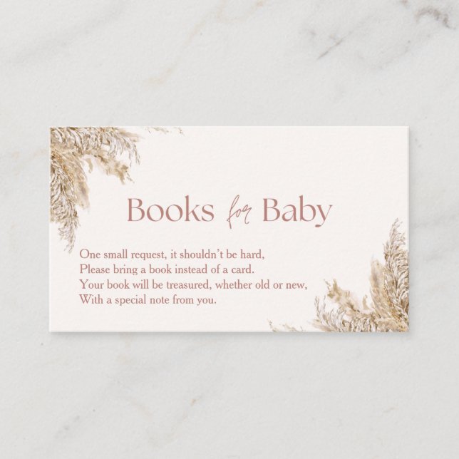 Pampas Grass Book Request Card | Neutral Rustic (Front)