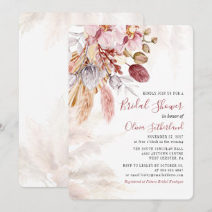 Pampas Grass Botanical Terracotta Bridal Shower Invitation