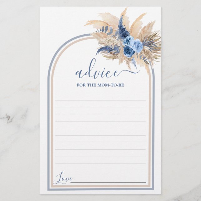 Pampas Grass Boy Advice for Mom To Be card (Front)