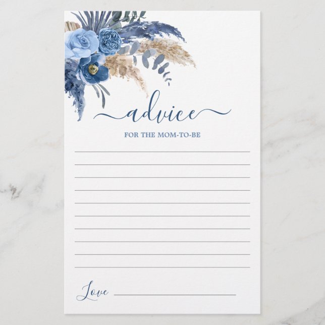 Pampas Grass Boy Advice for the Mom To Be card (Front)