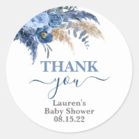 Pampas Grass Boy Baby Shower Classic Round Sticker