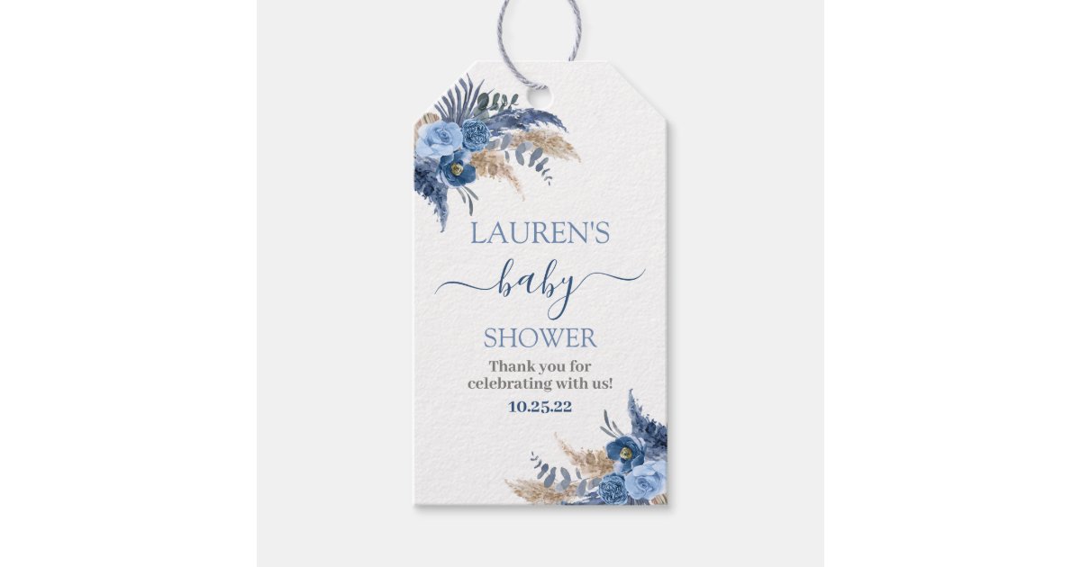 Pampas Grass Boy baby shower gift tags | Zazzle