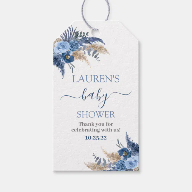 Pampas Grass Boy baby shower gift tags | Zazzle