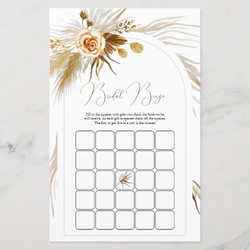 Pampas Grass Bridal shower bingo game