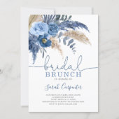 Pampas Grass Bridal Shower blue floral invitation (Front)