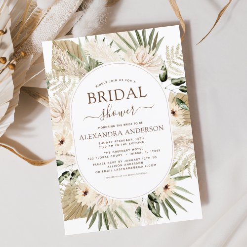 Pampas Grass Bridal Shower Boho Eucalyptus  Invita Invitation