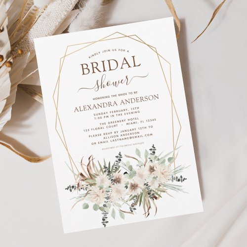 Pampas Grass Bridal Shower Boho Eucalyptus  Invitation