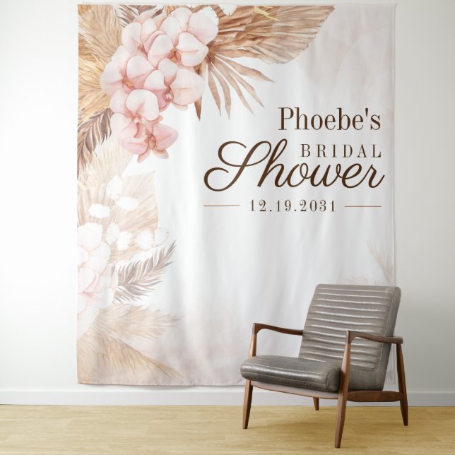 Pampas Grass Bridal Shower Dried Palms Backdrop (In Situ)