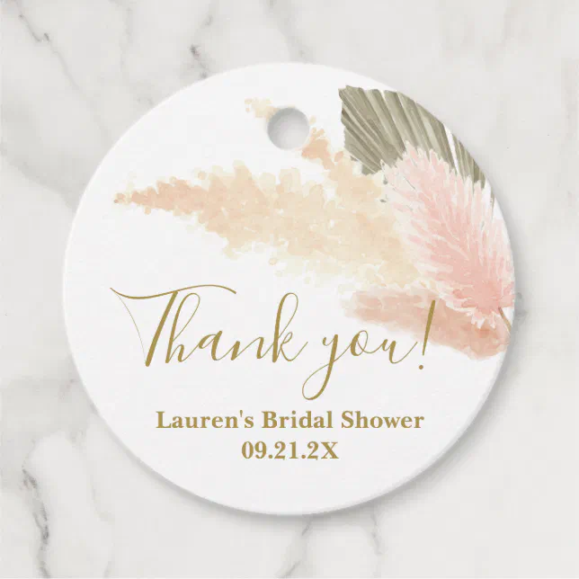 Pampas Grass Bridal Shower Favor Tags | Zazzle