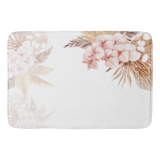 Pampas Grass Bridal Shower Floral Botanical Bath Mat (Front)