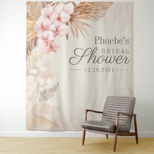 Pampas Grass Bridal Shower Floral Rustic Backdrop