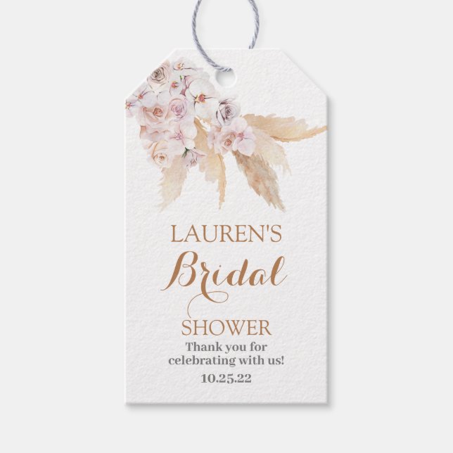 Pampas Grass bridal shower gift tags (Front)