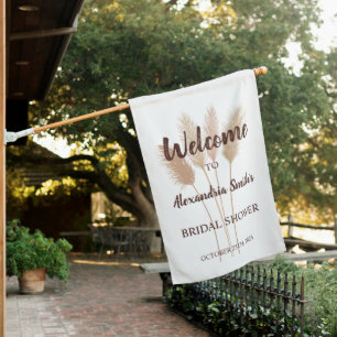 Pampas Grass Bridal Shower House Flag