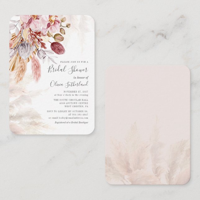 Pampas Grass Bridal Shower Invitation (Front/Back)