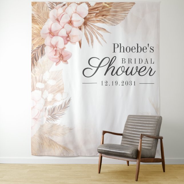 Pampas Grass Bridal Shower Photo Booth Backdrop (In Situ)