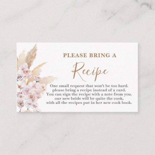 Pampas Grass Bridal Shower Recipe Card Request
