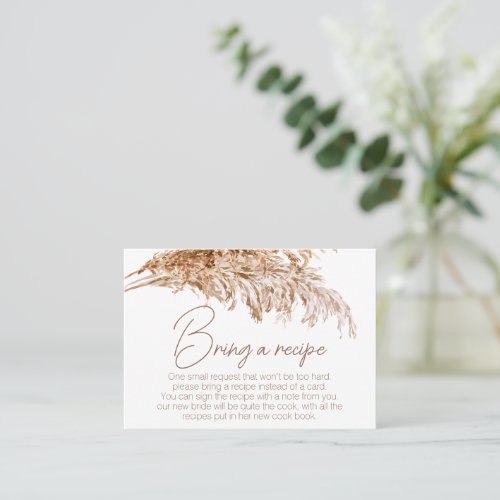 Pampas Grass Bridal Shower Recipe Card Request