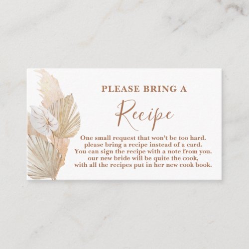 Pampas Grass Bridal Shower Recipe Card Request